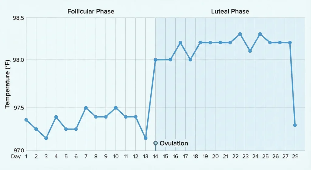 Basal Body Temperature chart showing ovulation spike